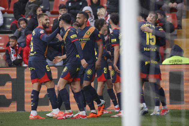 El Girona celebra el gol contra el Rayo Vallecano / Foto: EFE