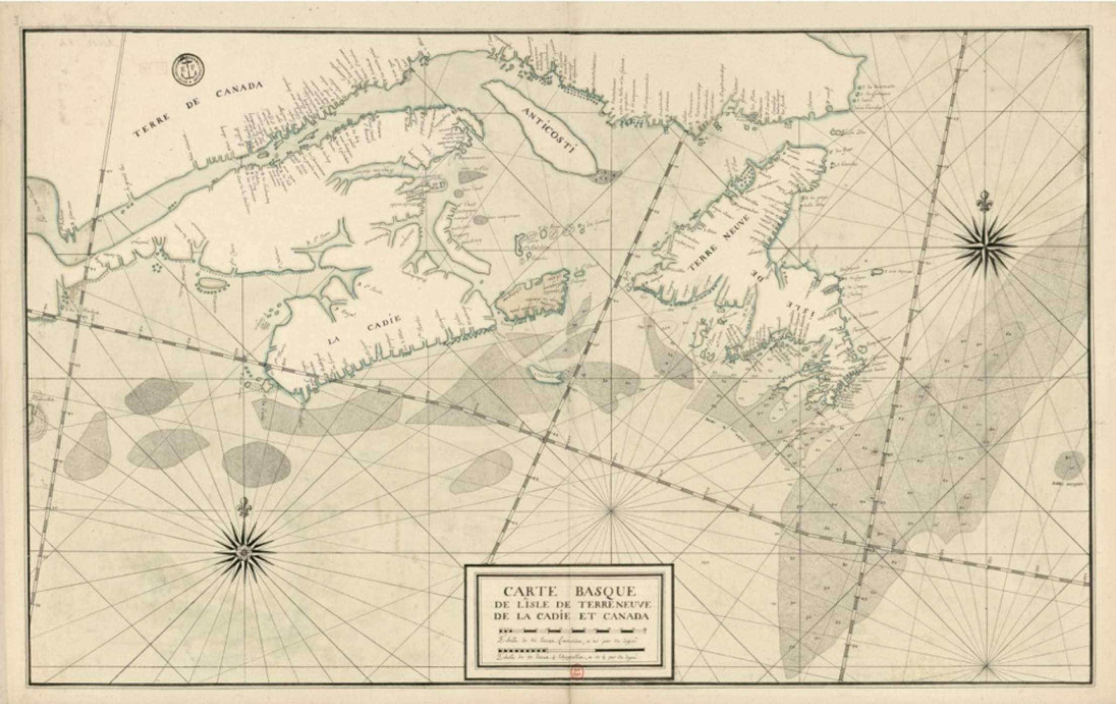 Mapa de Terranova y Acàdia (siglo XVII). Fuente Bibliotheque Nationale de France