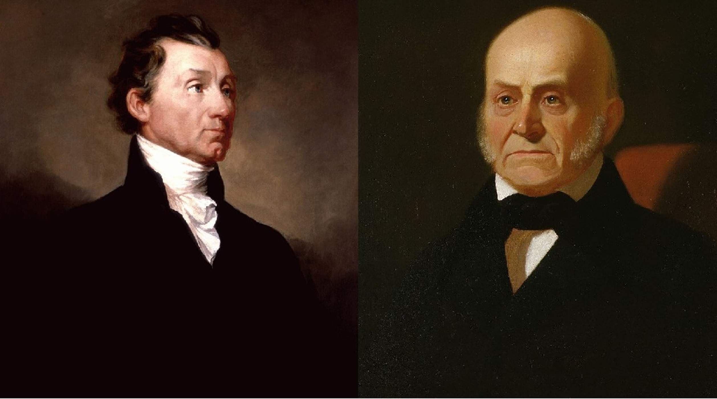 Presidente Monroe y vice presidente Adams. Fuente Galería de Retratos de la Casa Blanca