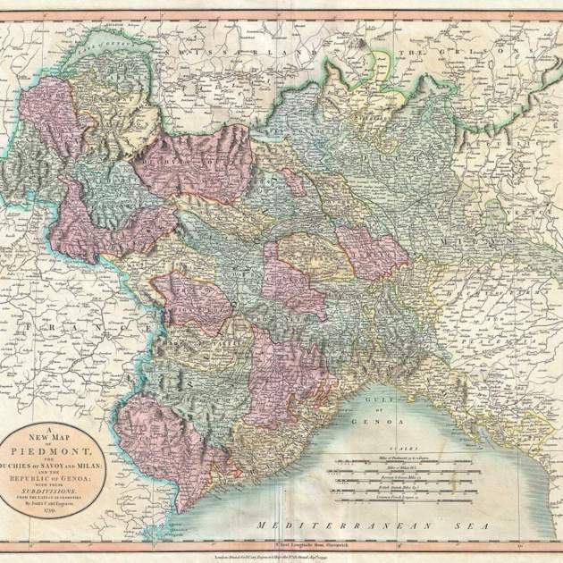 Mapa de la part continental de Piemont Sardenya (1799). Font Wikimedia Commons (1)