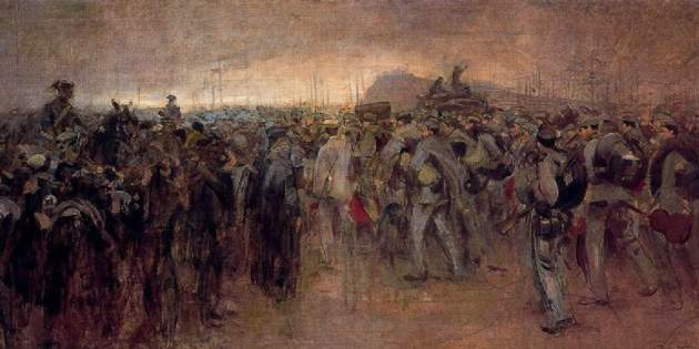 Embarcament de reservistes per a la guerra de Cuba. Obra de Ramon Casas. Font Pinterest (1)