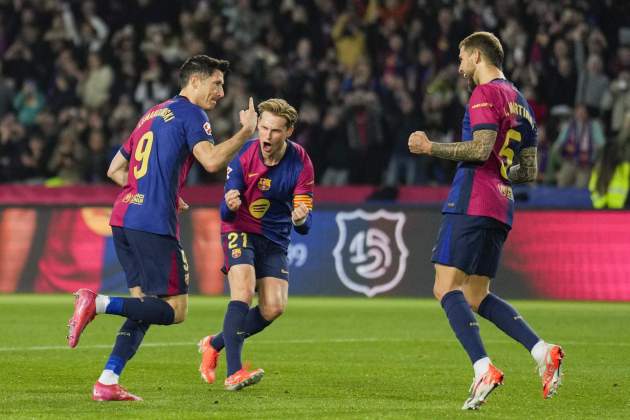 Lewandowski celebra su gol en el Barça - Rayo Vallecano / Foto: EFE