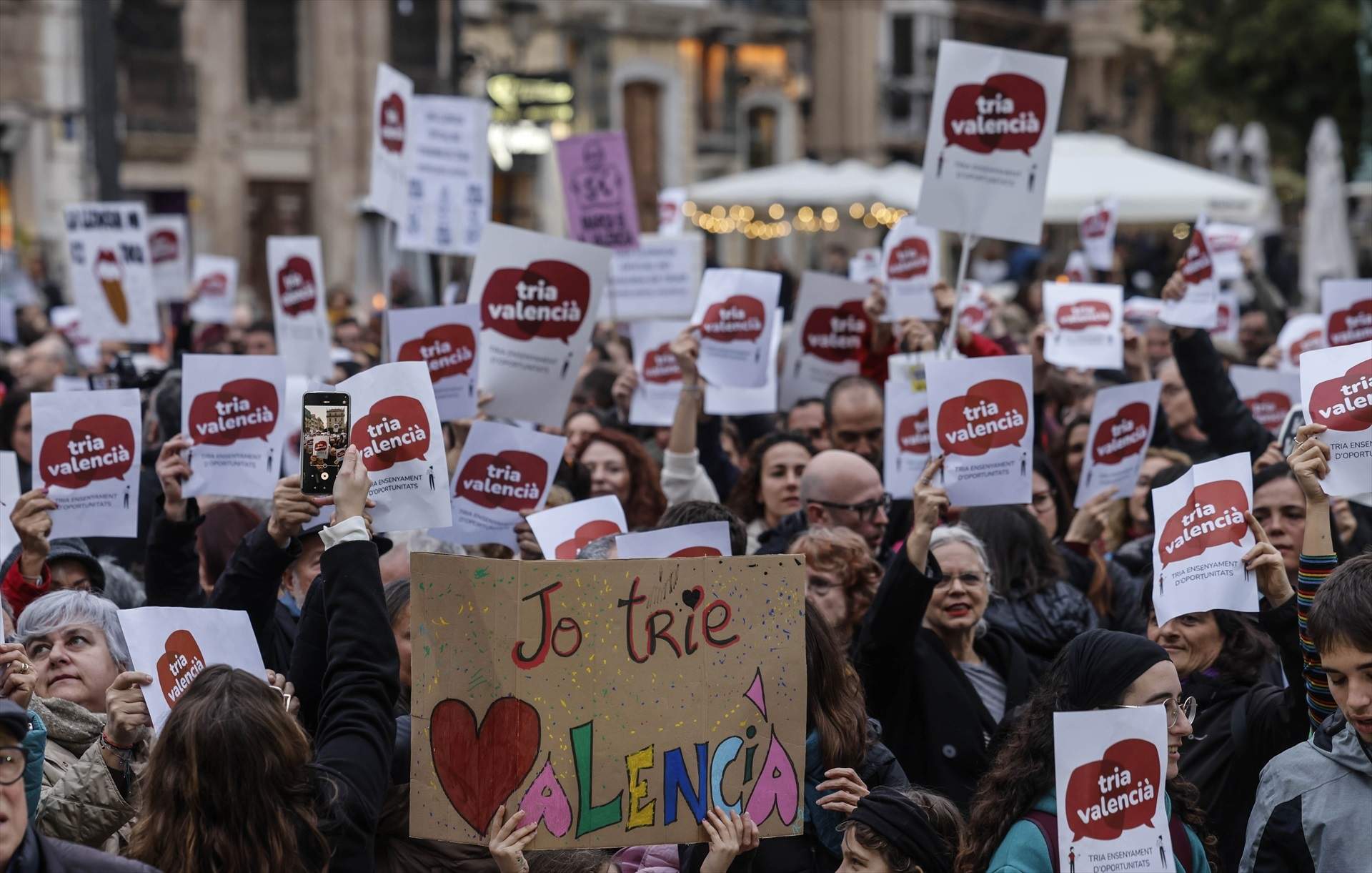 Centenares de personas claman a favor del valenciano en las aulas y piden la dimisión de Mazón