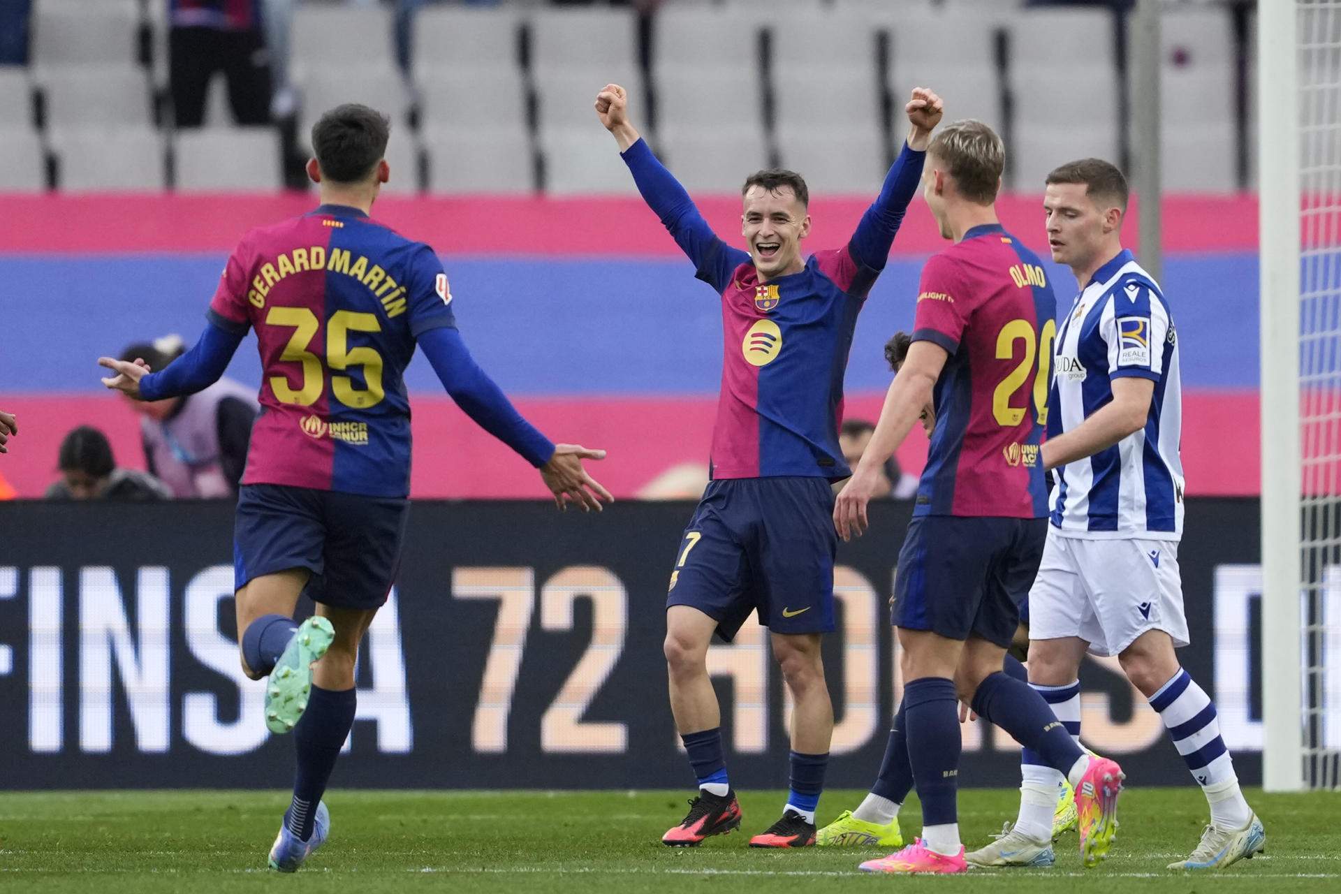 La tarda de les estrenes a Montjuïc: primer gol de Gerard Martín i Marc Casadó amb el Barça