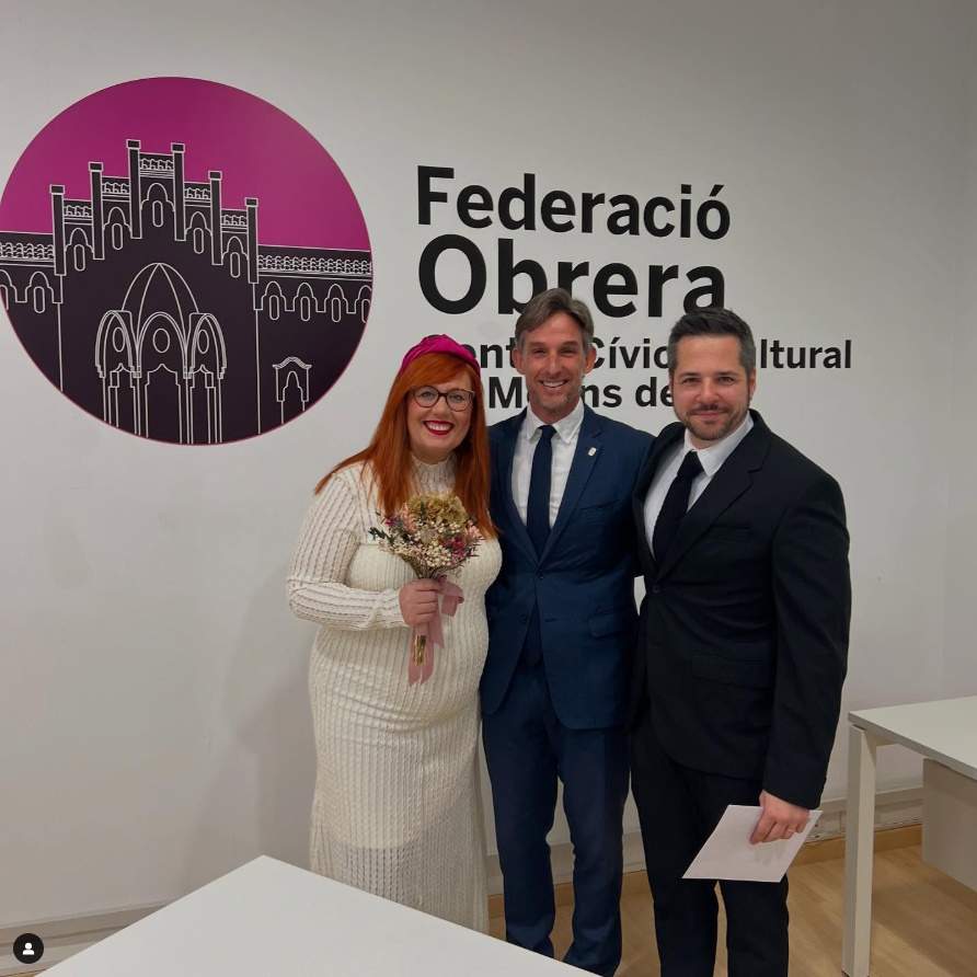 Elisedna Carod i Xavi Fernández amb l'alcalde de Molins, Ig