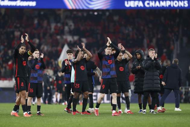 El Barça celebra la victoria contra el Benfica en la Champions League / Foto: Europa Press