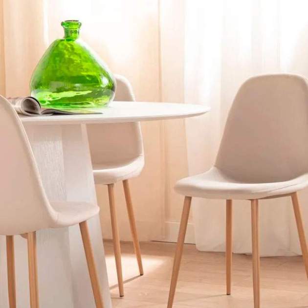 Silla de comedor de Terciopelo Beige