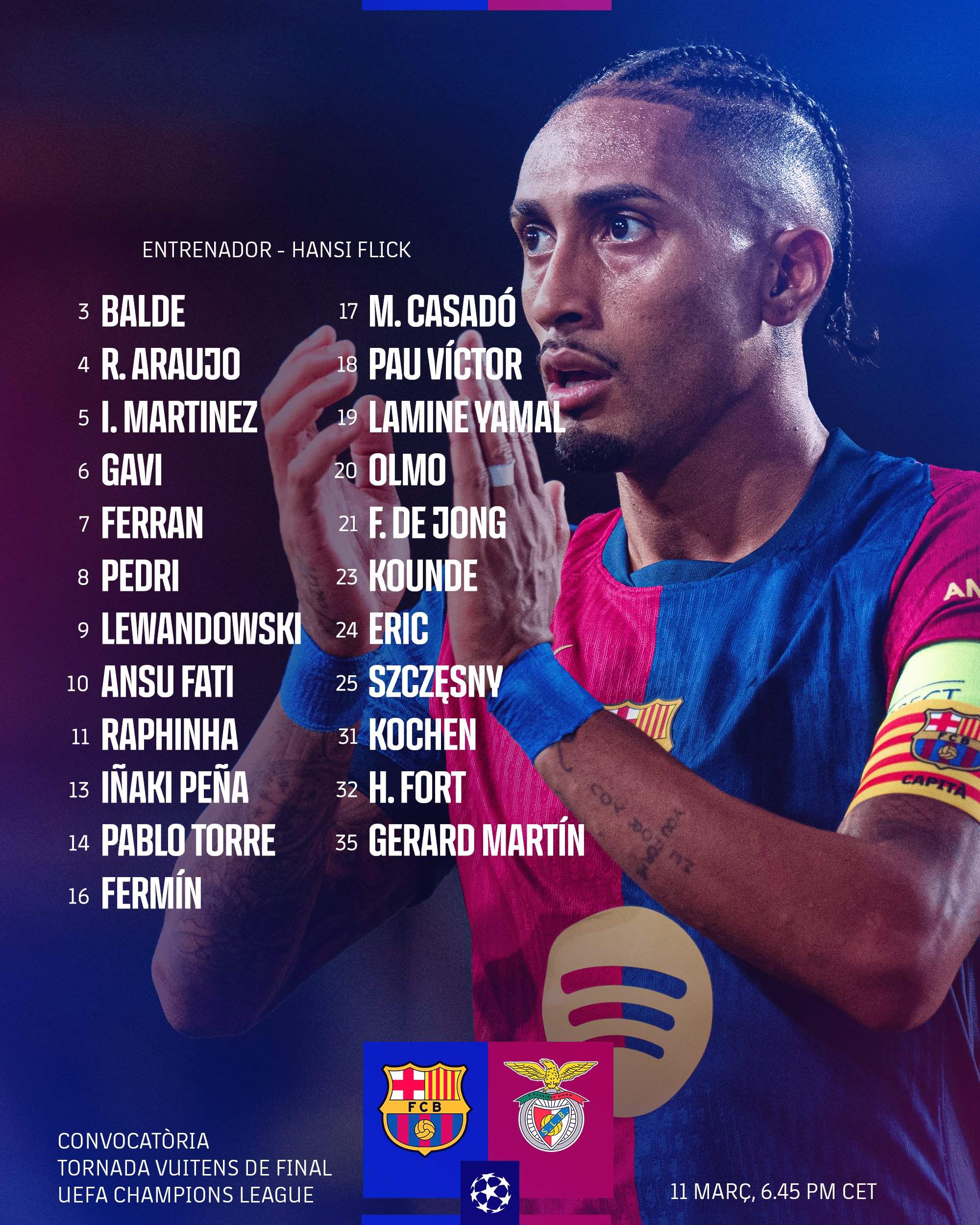 Convocatoria Barça Benfica