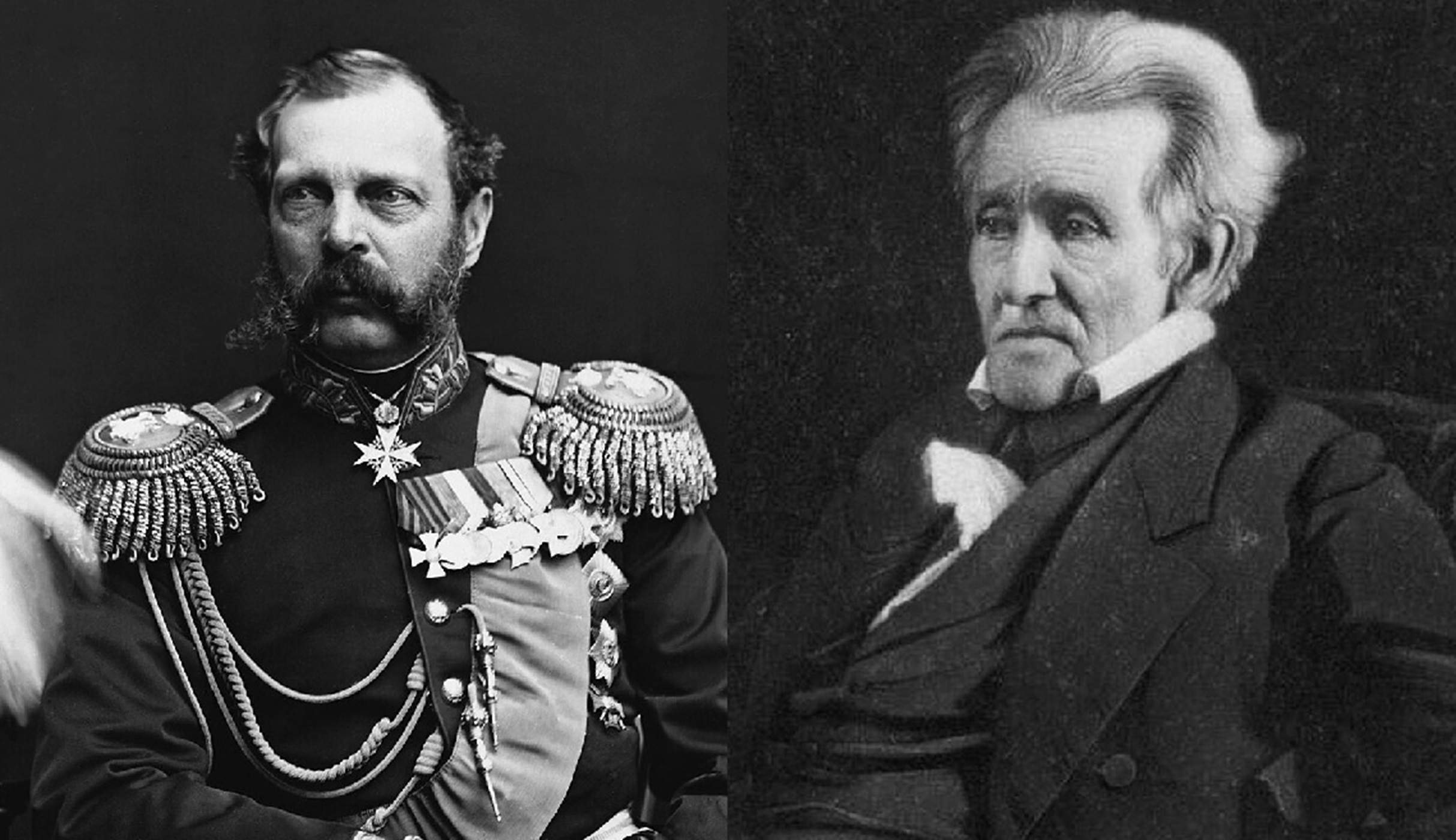 Tsar Alexandre II i president Andrew Jackson. Font Library of Archives of Canada i Library of Congres of United States