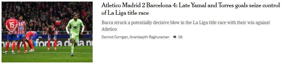 The Athletic New York Times Barça Atlético de Madrid 17 03 2025