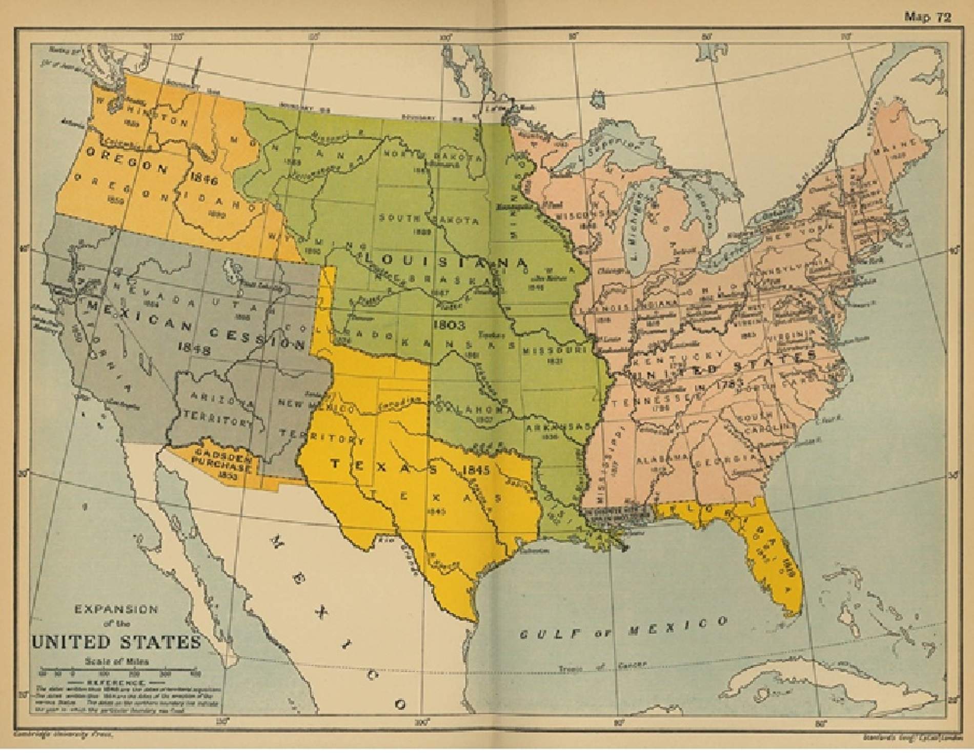 Mapa de l'expansió nord americana. Font Universitat de Cambridge