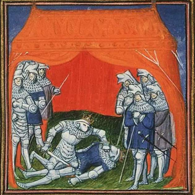 Representació de l'assassinat de Pere I a mans del seu germanastre Trastàmara. Font Bibliothèque Nationale de France (1) Representació de l'assassinat de Pere I a mans del seu germanastre Trastàmara. Font Bibliothèque Nationale de France (1)