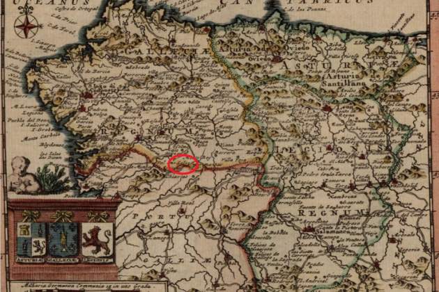 Mapa del cuadrante noroccidental peninsular (siglo XVIII). Cercada la situación geográfica del Couto Misto. Fuente Cartoteca de Catalunya (1) Mapa del cuadrante noroccidental peninsular (siglo XVIII). Cercada la situación geográfica del Couto Misto. Fuente Cartoteca de Catalunya (1)