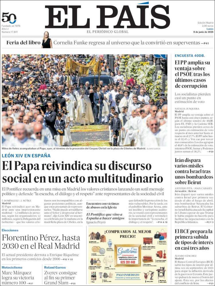 'El País', 8 de juny de 2026 'El País', 8 de juny de 2026